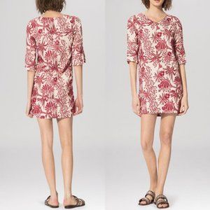 New Maje Raffine embroidered v-neck floral botanical mid-sleeve shift mini dress